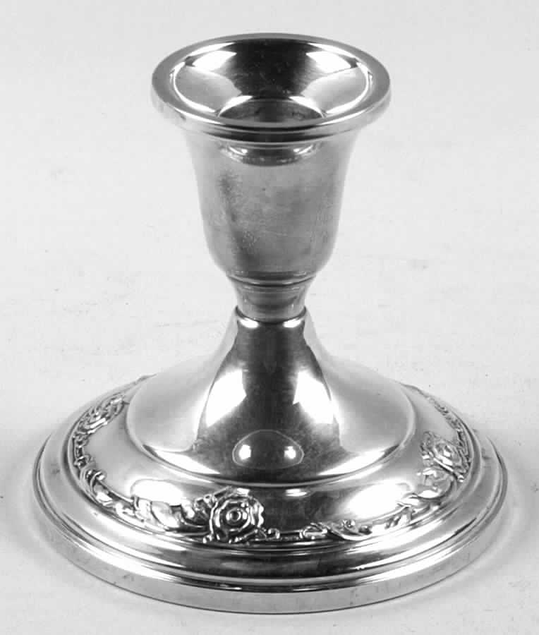 Damask Rose (Sterling, 1946, Hollowware) Weighted Console Candleholder by Oneida Silver-1
