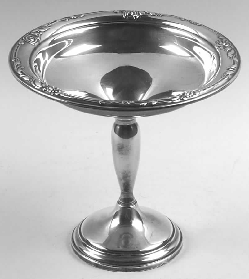 Damask Rose (Sterling, 1946, Hollowware) Weighted Round Compote (Height X Width) by Oneida Silver-1