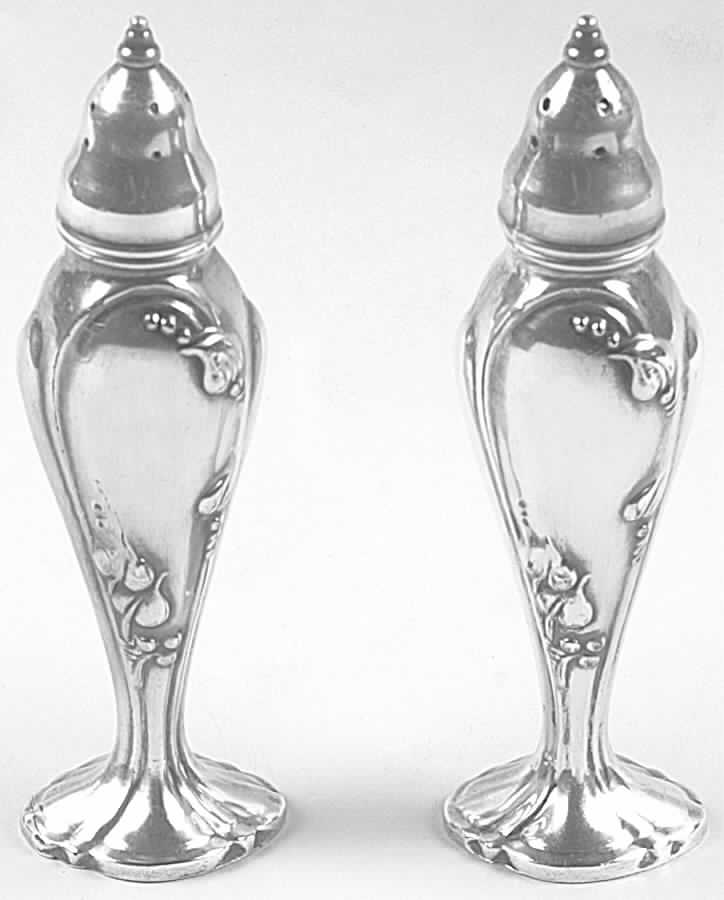 Meadowbrook (Silverplate, 1936, Hollowware) Salt & Pepper Set by Oneida Silver-1