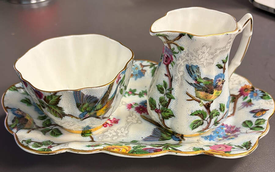 3110 Mini Creamer & Open Sugar with Tray by Old Royal (England)-1