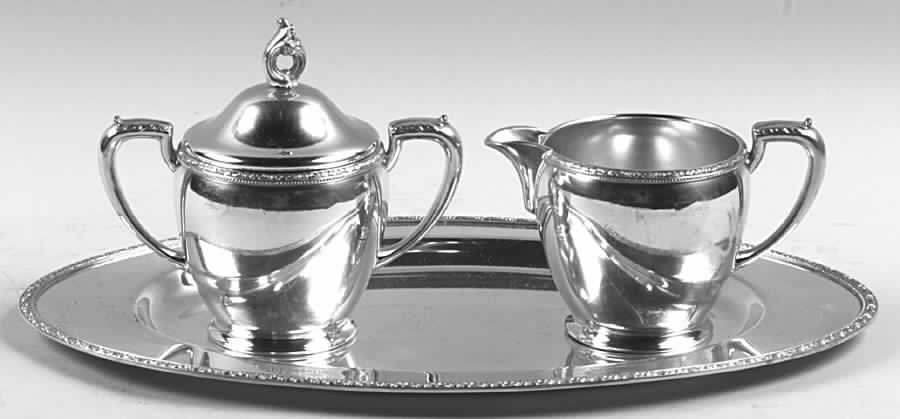 St. Regis (Silverplate, Hollowware) Plated Individual Creamer, Sugar and Tray by Oneida Silver-1
