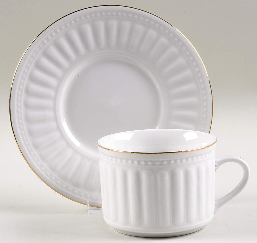 Athena Gold Flat Cup & Saucer Set by Oneida-1