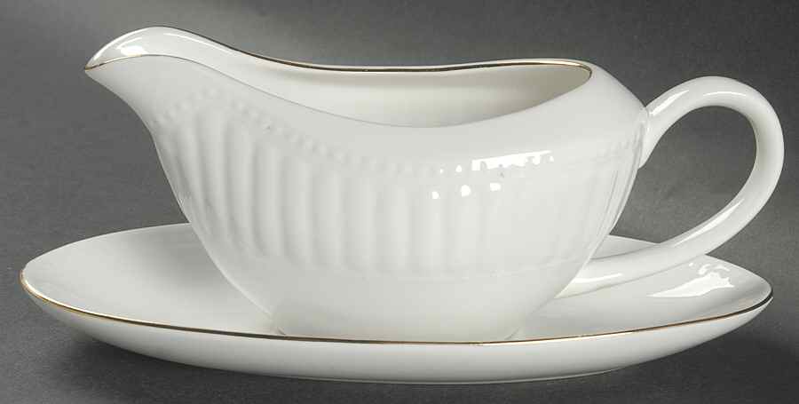Athena Gold Gravy Boat & Underplate by Oneida-1
