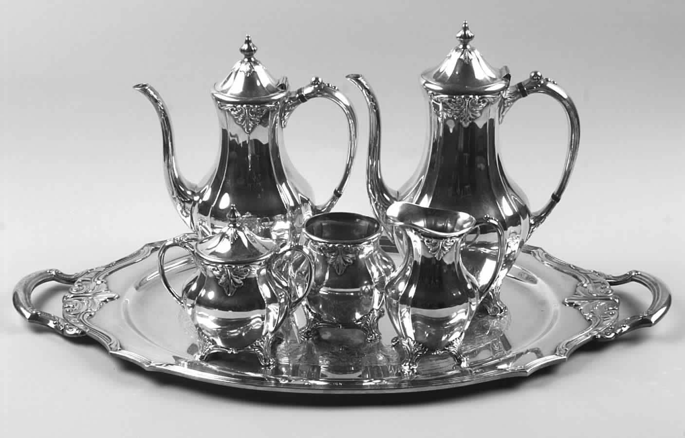 Chatelaine (Silverplate, Hollowware) 6-Piece Plated Tea Set (Waste & Tray) by Oneida Silver-1