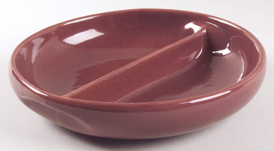 Russel Wright Bean Brown Round Divided Vegetable Bowl by Oneida-1