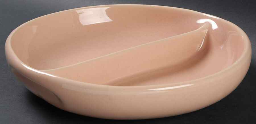 Russel Wright Coral Round Divided Vegetable Bowl by Oneida-1
