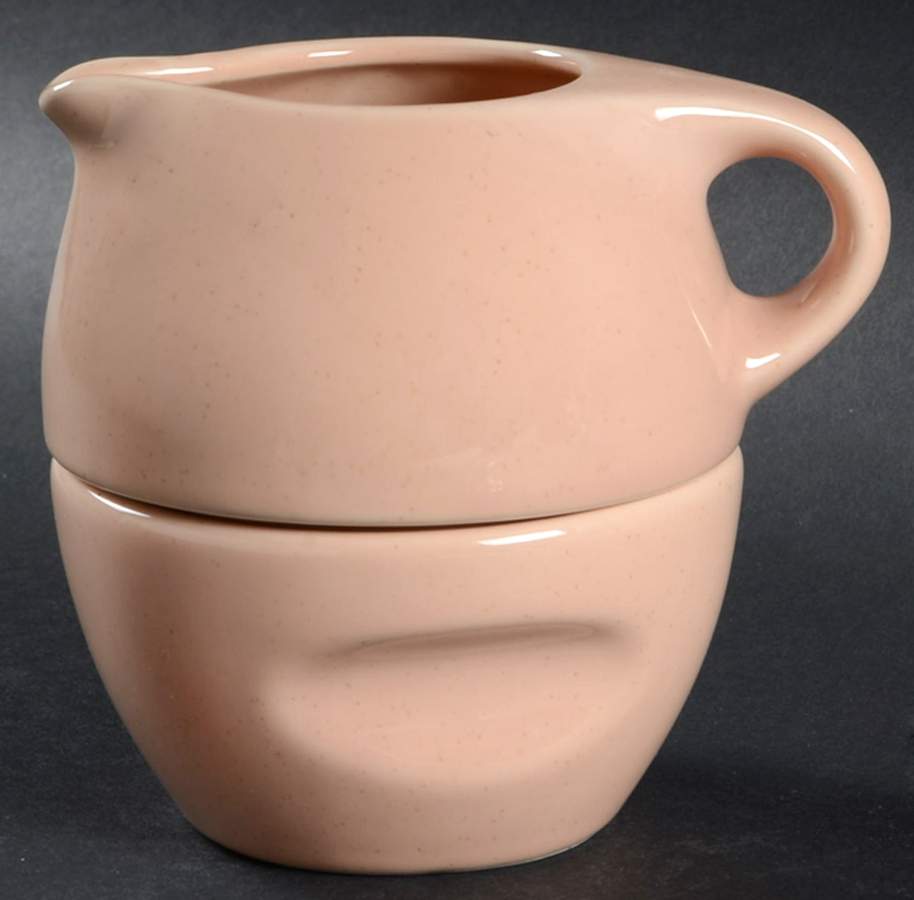Russel Wright Coral Family Stacking Creamer & Open Sugar by Oneida-1