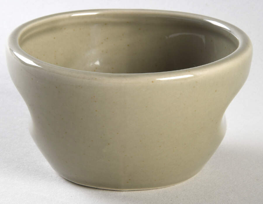 Russel Wright Oyster Gray Family Size Open Sugar Bowl by Oneida-1