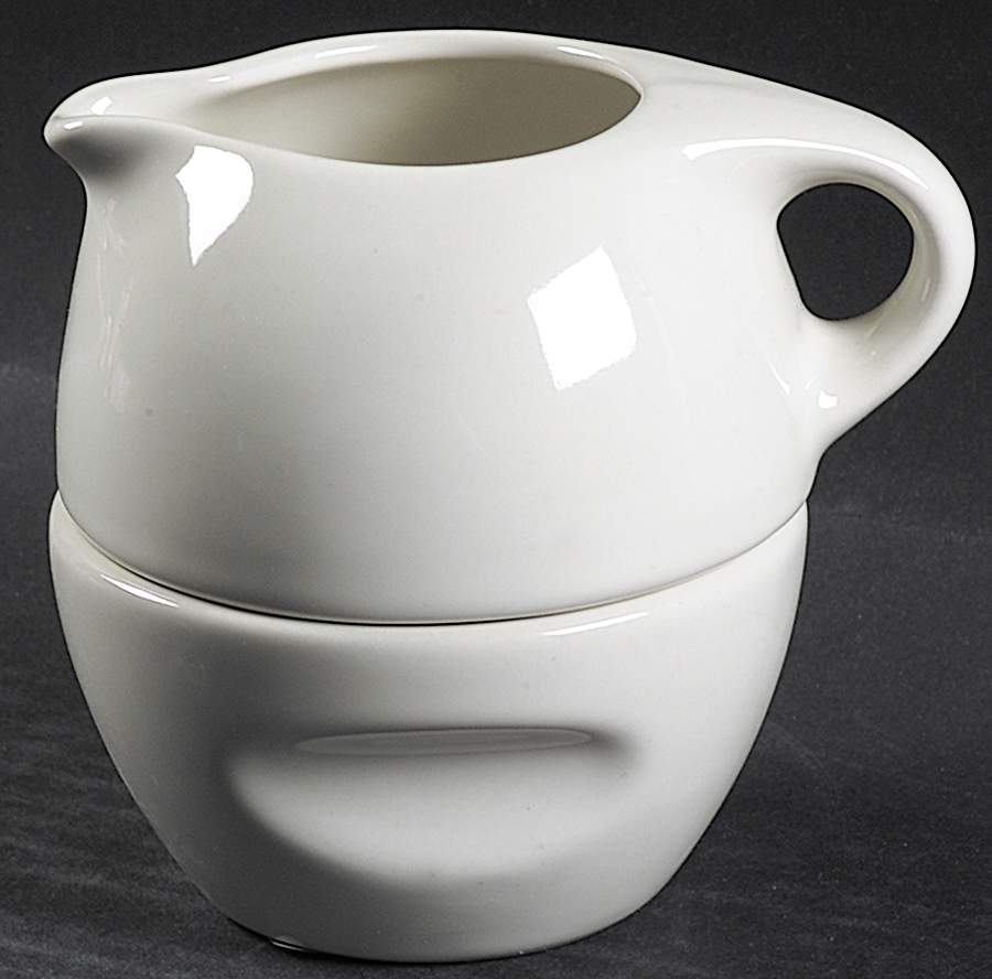 Russel Wright Sugar White Family Stacking Creamer & Open Sugar by Oneida-1