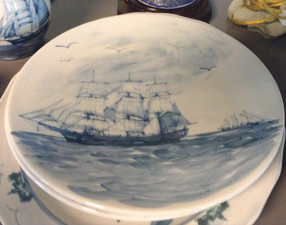 Nautical 16" Chop Plate (Round Platter) by Oxney Green-1