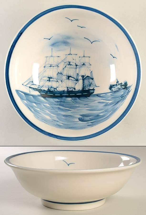 Nautical 9" Round Vegetable Bowl by Oxney Green-1