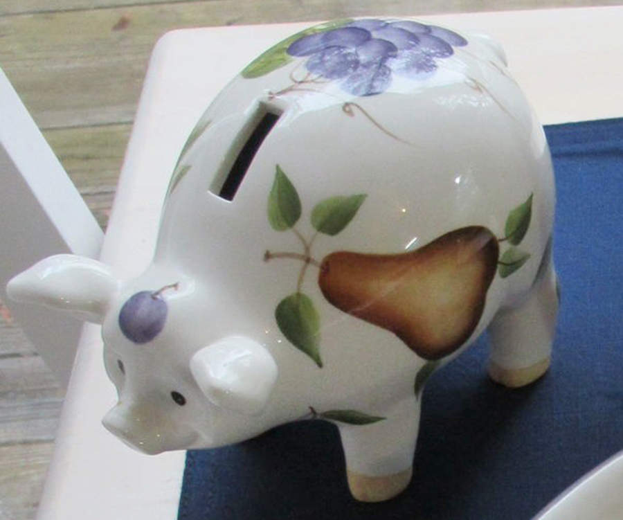 Vintage Fruit Piggy Bank by Oneida-1