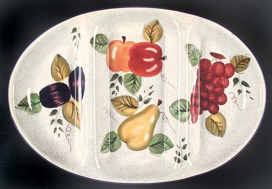 Vintage Fruit 3-Part Oval Divided Server by Oneida-1
