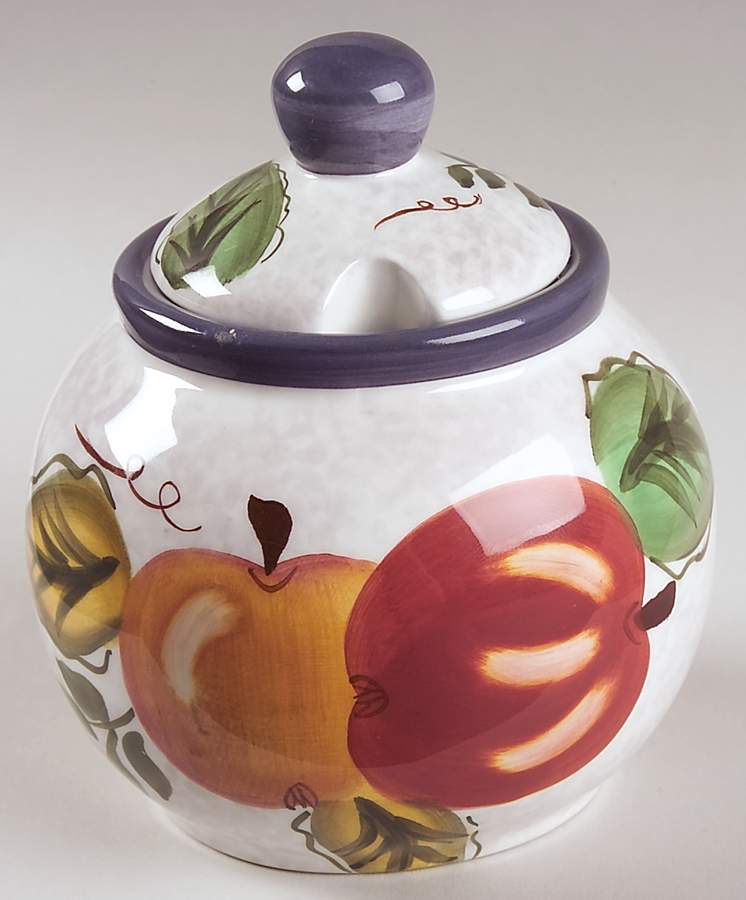 Vintage Fruit Sugar Bowl & Lid by Oneida-1