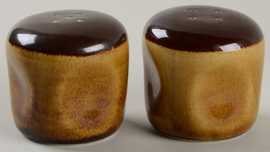 Russel Wright Chicory (Carmel) Salt & Pepper Set by Oneida-1