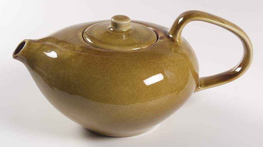 Russel Wright Chicory (Carmel) Teapot & Lid by Oneida-1