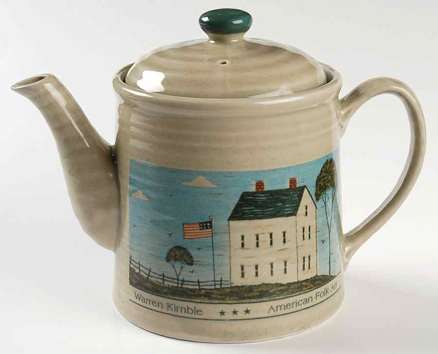 American Folk Art Teapot & Lid by Otagiri-1