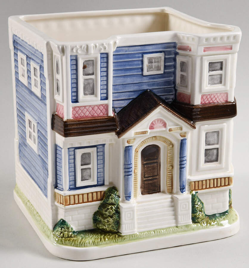 Victorian House Cookie Jar No Lid by Otagiri-1