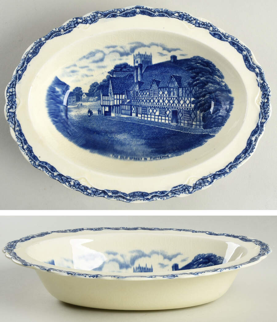 Country Side (Blue) 10" Oval Vegetable Bowl by Old Hall-1