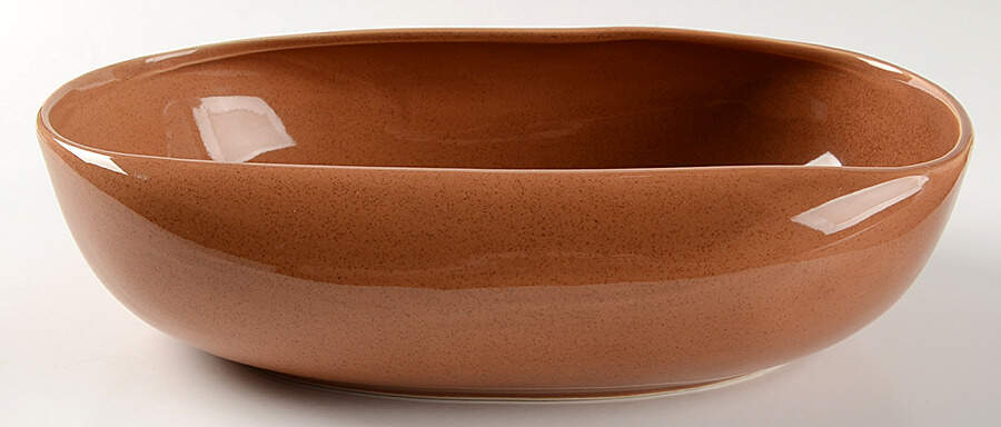Russel Wright Cattail Brown 11" Oval Vegetable Bowl by Oneida-1