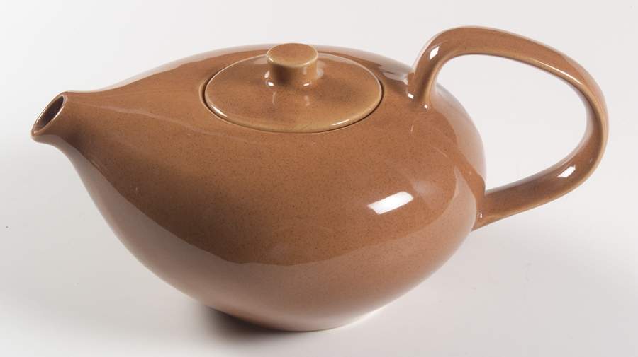 Russel Wright Cattail Brown Teapot & Lid by Oneida-1