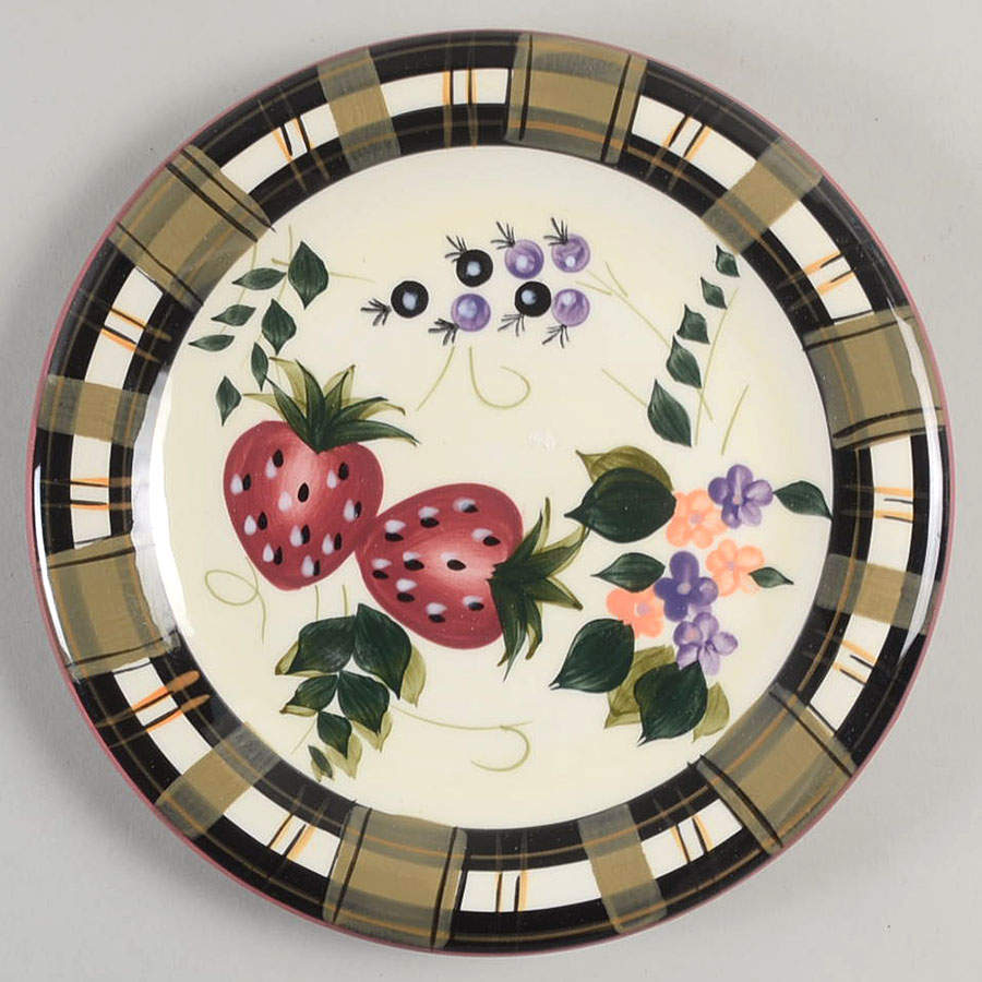 Strawberry Plaid Salad Plate by Oneida-1