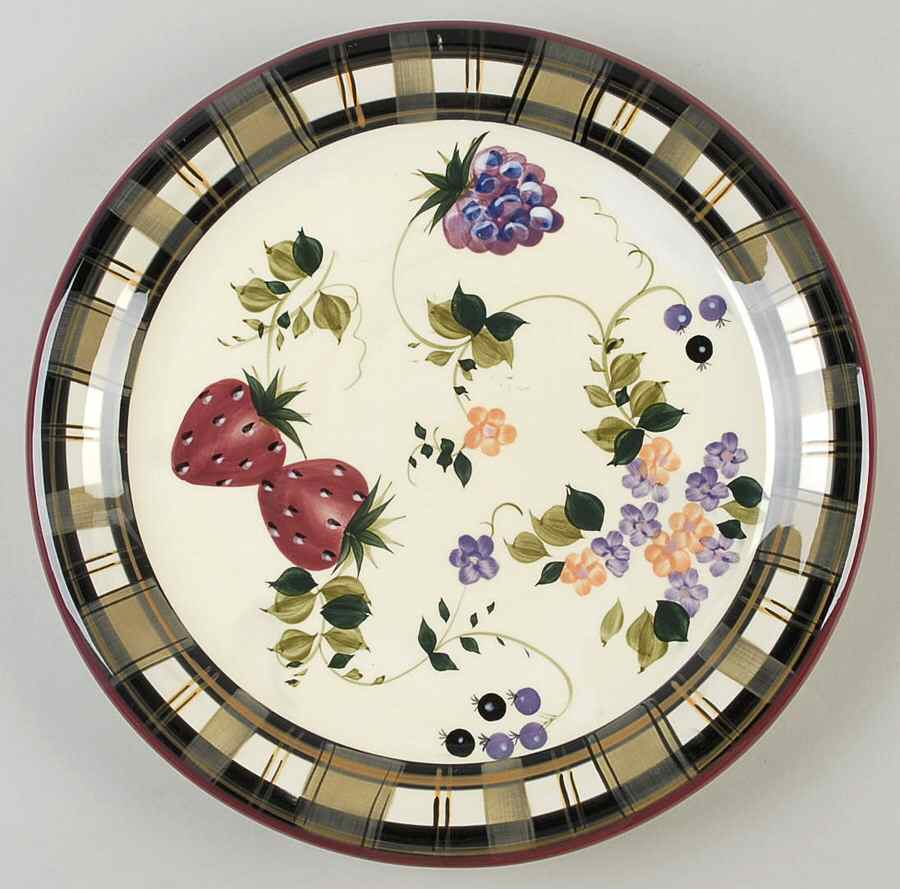 Strawberry Plaid 12" Chop Plate (Round Platter) by Oneida-1
