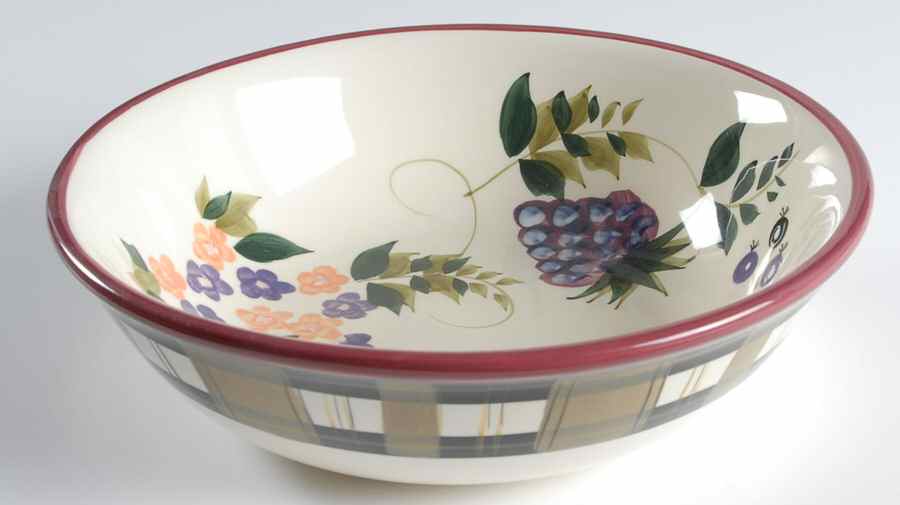 Strawberry Plaid 9" Round Vegetable Bowl by Oneida-1