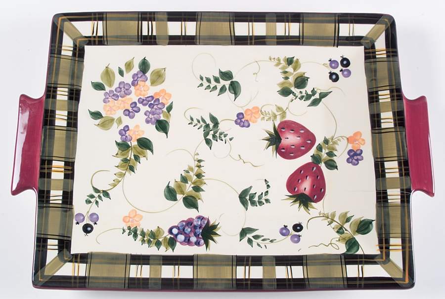 Strawberry Plaid 19" Rectangular Tray by Oneida-1
