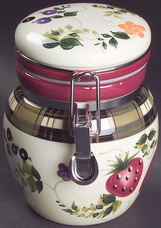 Strawberry Plaid Small Canister & Lid by Oneida-1