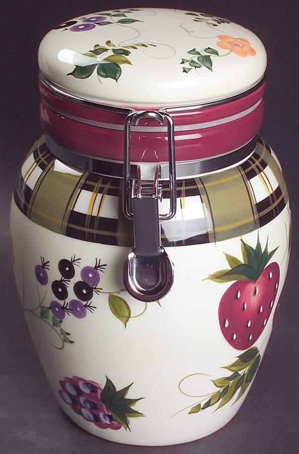 Strawberry Plaid Medium Canister & Lid by Oneida-1