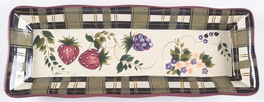 Strawberry Plaid Bread Tray by Oneida-1
