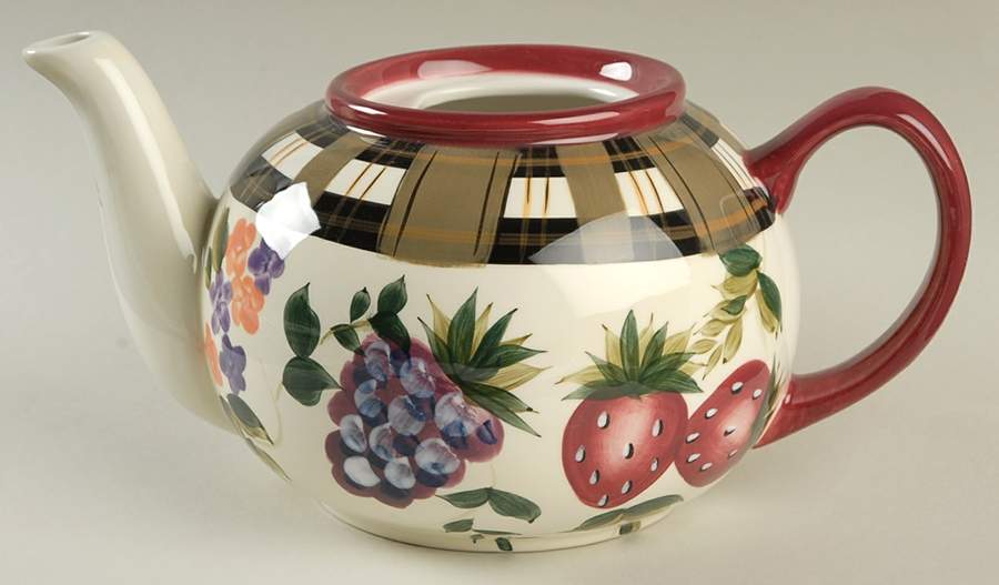 Strawberry Plaid Teapot No Lid by Oneida-1