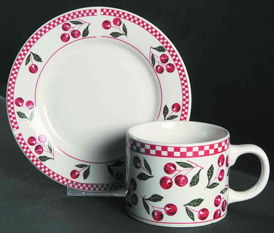 Cherries Jubilee Flat Cup & Saucer Set by Oneida-1