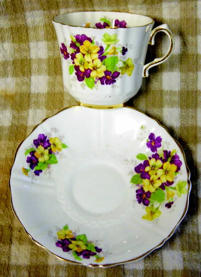 2444 Flat Cup & Saucer Set by Old Royal (England)-1