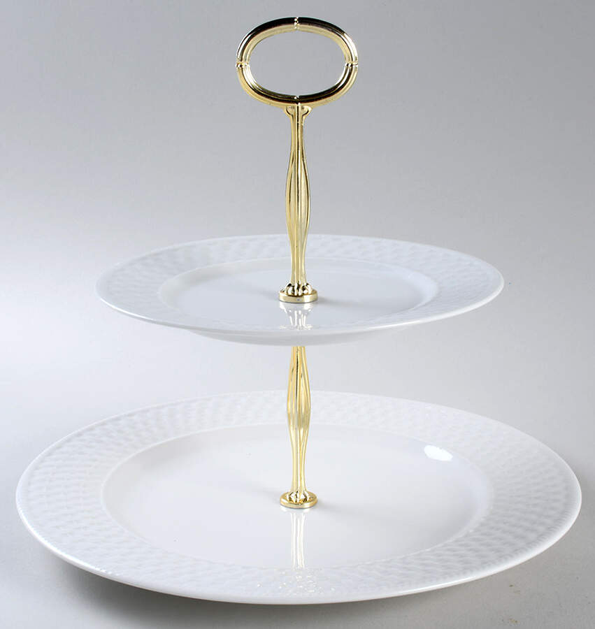 Basket Weave 6 5/8"-10"  2 Tiered Serving Tray (Dp, Sp) HC by Oneida-1