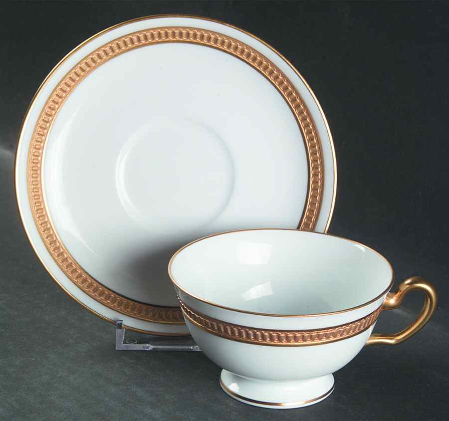 Crown (Band Off Edge) Footed Cup & Saucer Set by Okura-1