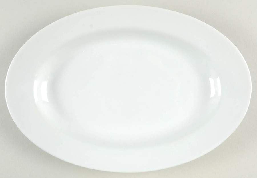 Rolled Edge Bright White 12" Oval Serving Platter by Oneida-1