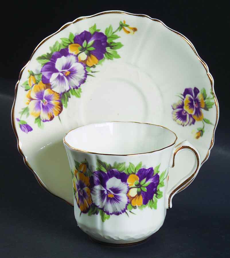 3049 Flat Demitasse Cup & Saucer Set by Old Royal (England)-1