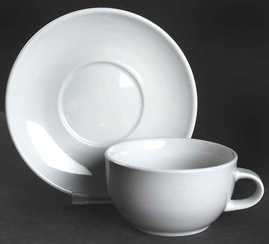 Crown Rego White Flat Cup & Saucer Set by Oneida-1
