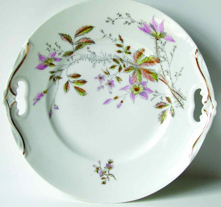 OGU14 Handled Cake Plate by Oscar Gutherz (Limoges)-1