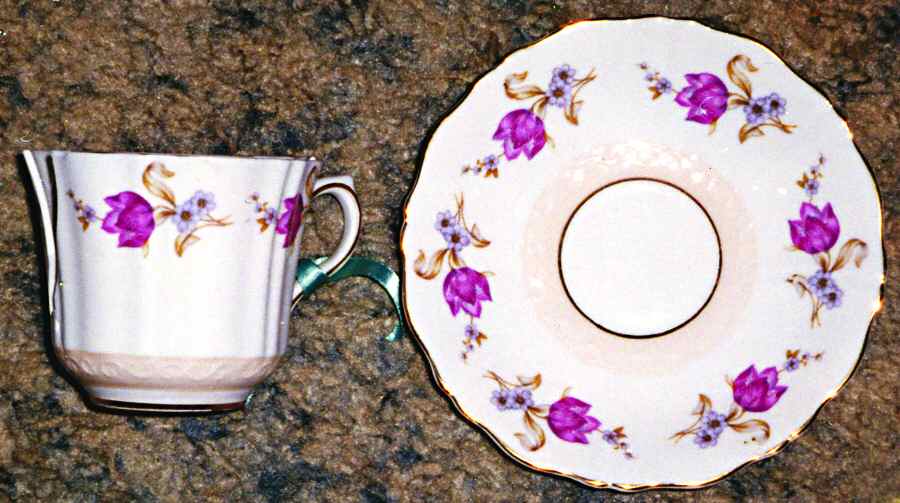 3871 Flat Cup & Saucer Set by Old Royal (England)-1