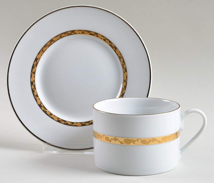 Golden Foliage Flat Cup & Saucer Set by Oneida-1
