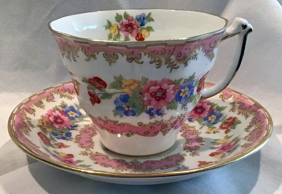 2878 Flat Cup & Saucer Set by Old Royal (England)-1