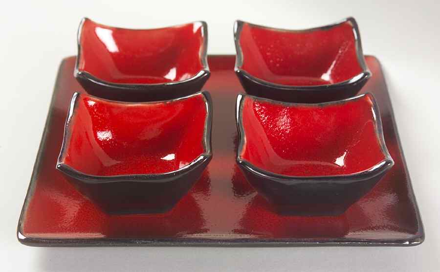 Sunset Round Dip Bowl Set-4 Bowls & Tray by Oneida-1
