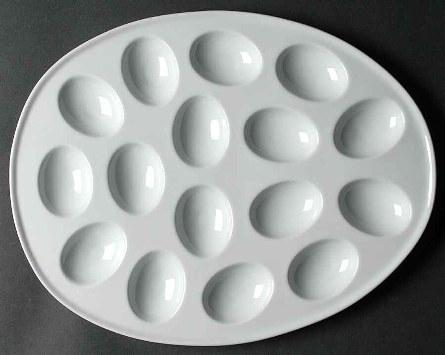 Whiteware Deviled Egg Plate by Oneida-1