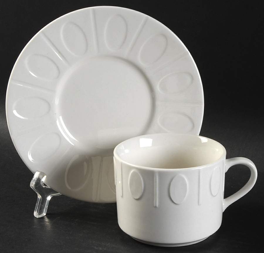Oval Dots Flat Cup & Saucer Set by Oneida-1