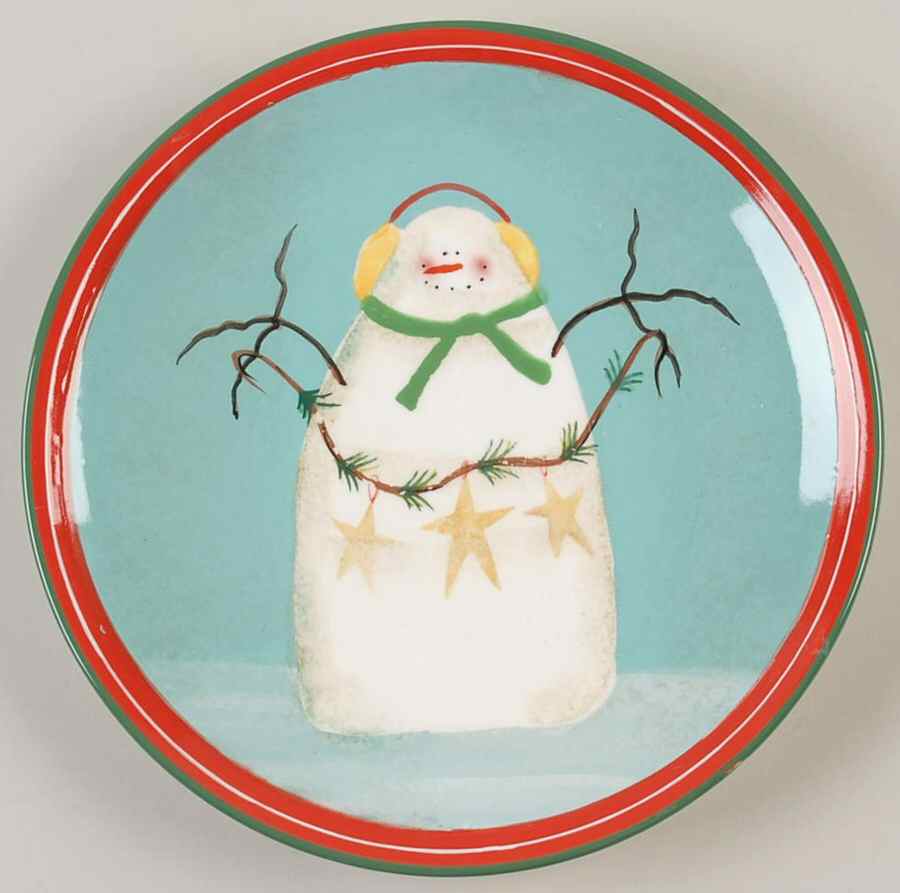 Festive Snowman Salad/Dessert Plate by Oneida-1