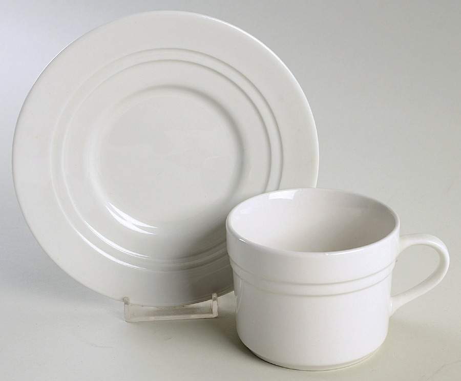 Pyramid Flat Cup & Saucer Set by Oneida-1