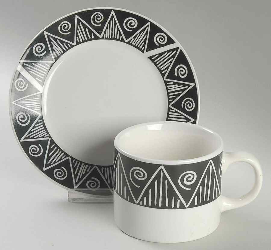 Shadow Flat Cup & Saucer Set by Oneida-1